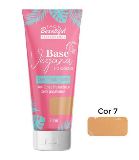 Base Líquida Matte Vegana Cores Médias Face Beautiful