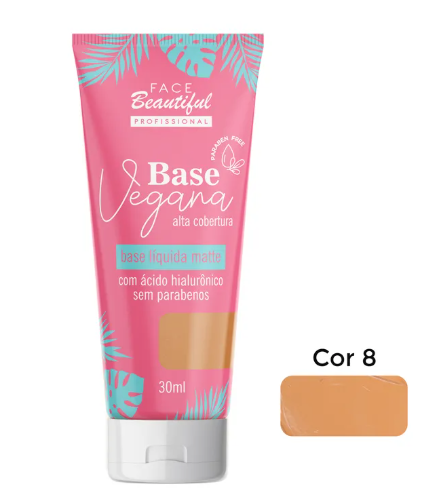 Base Líquida Matte Vegana Cores Médias Face Beautiful