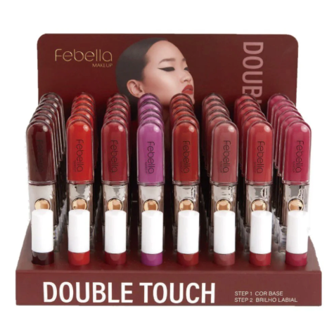 Batom e Gloss liquido Double Touch Febella