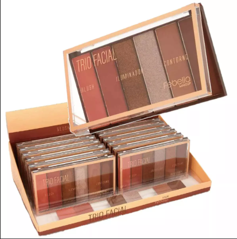 Trio Blush, Iluminador e Contorno Febella