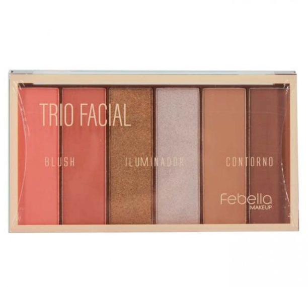Trio Blush, Iluminador e Contorno Febella