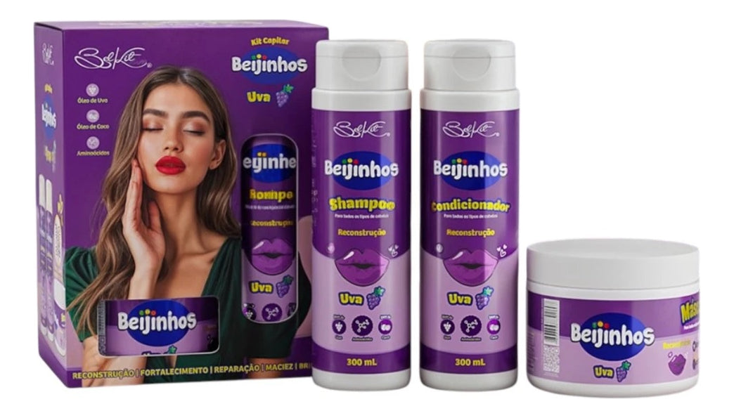 Kit Capilar Beijinhos Uva Belkit 3 Itens