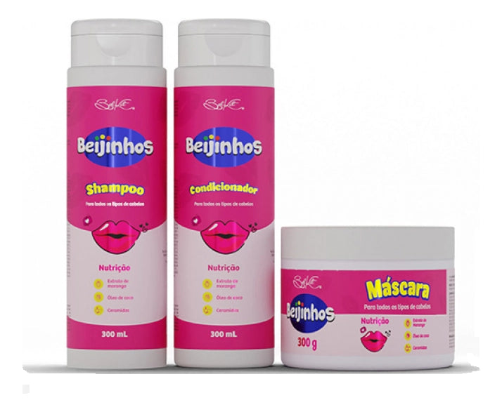 Kit Capilar Beijinhos Morango Belkit 3 Itens