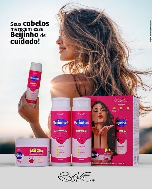 Kit Capilar Beijinhos Morango Belkit 3 Itens