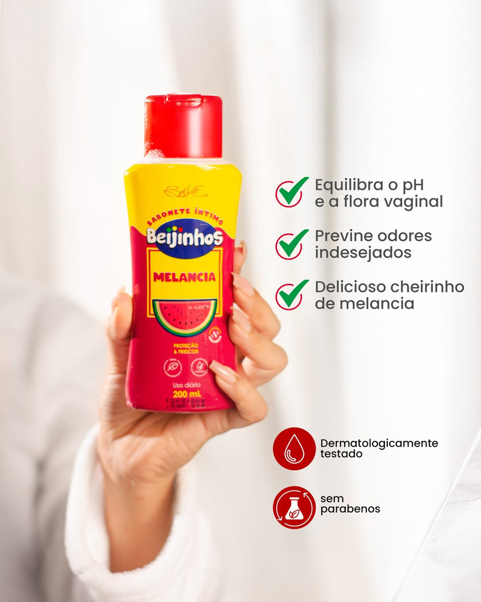 1 Un Sabonete Íntimo Beijinhos Morango Belkit 200ml