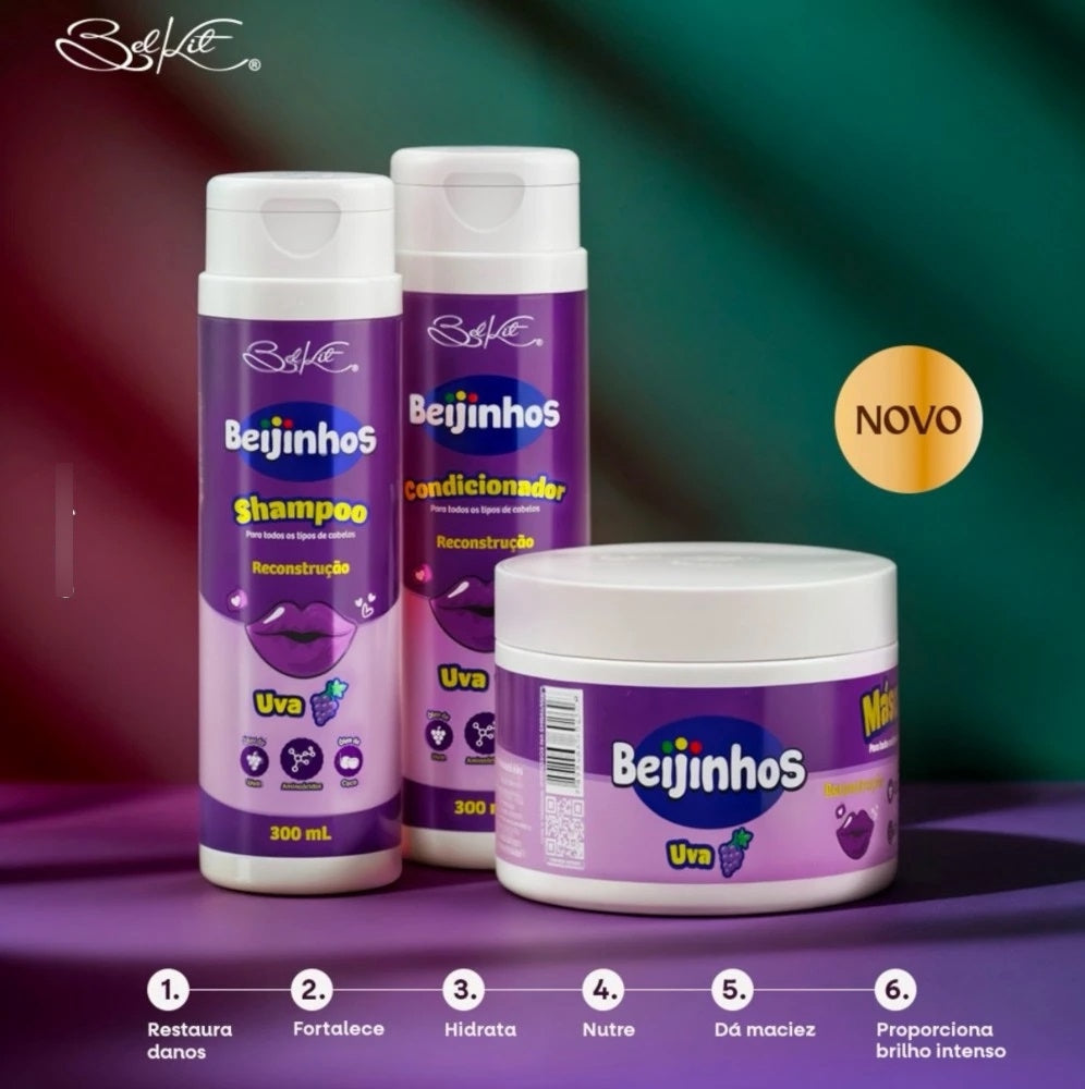 Kit Capilar Beijinhos Uva Belkit 3 Itens