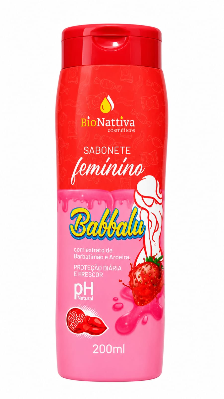 Sabonete Íntimo Feminino BioNattiva Babbalu Morango – 200 ml