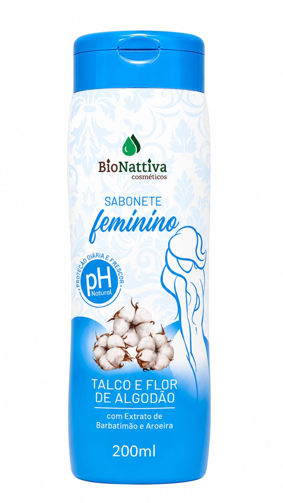 Sabonete Íntimo Feminino BioNattiva Talco e Flor de Algodão – 200 ml