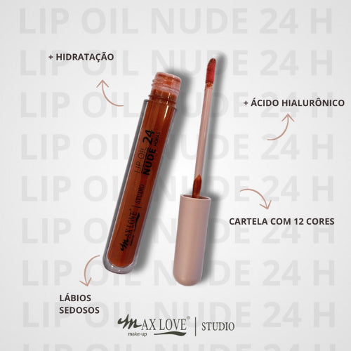 Lip Oil Nude Hidratante 24 Horas MAX LOVE