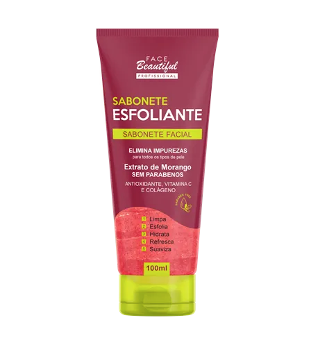 Sabonete Facial Esfoliante Extrato de Morango Face Beautiful