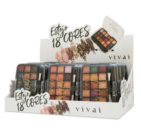 Paleta de Sombras 18 cores Matte Metalica Vivai
