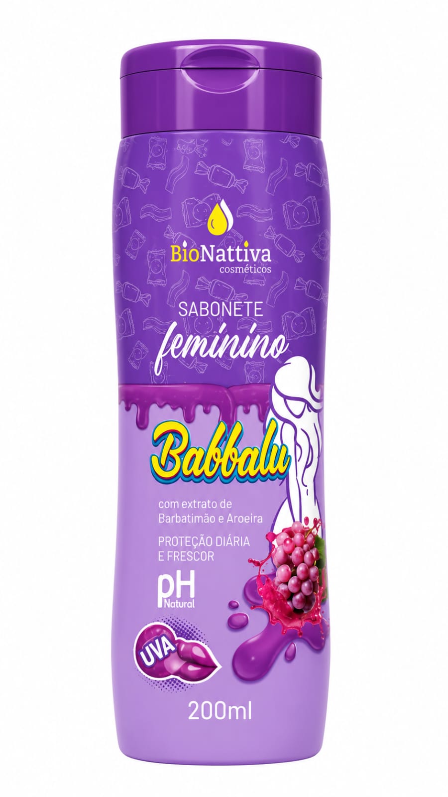 Sabonete Íntimo Feminino BioNattiva Babbalu Uva – 200 ml