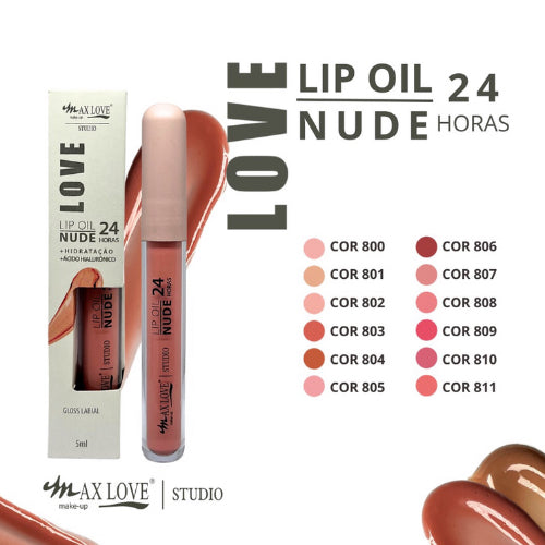 Lip Oil Nude Hidratante 24 Horas MAX LOVE