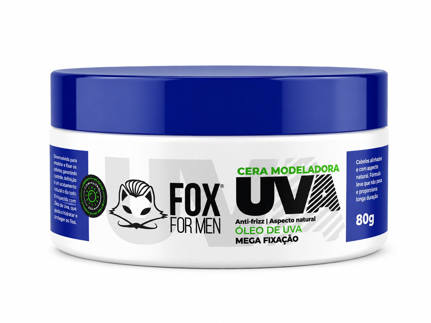Cera Modeladora Fox For Men UV Óleo de Uva Mega Fixação 80g