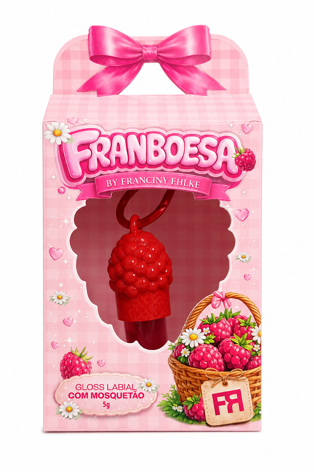 Gloss Labial Framboesa com Mosquetão 5g – Franciny Ehlke
